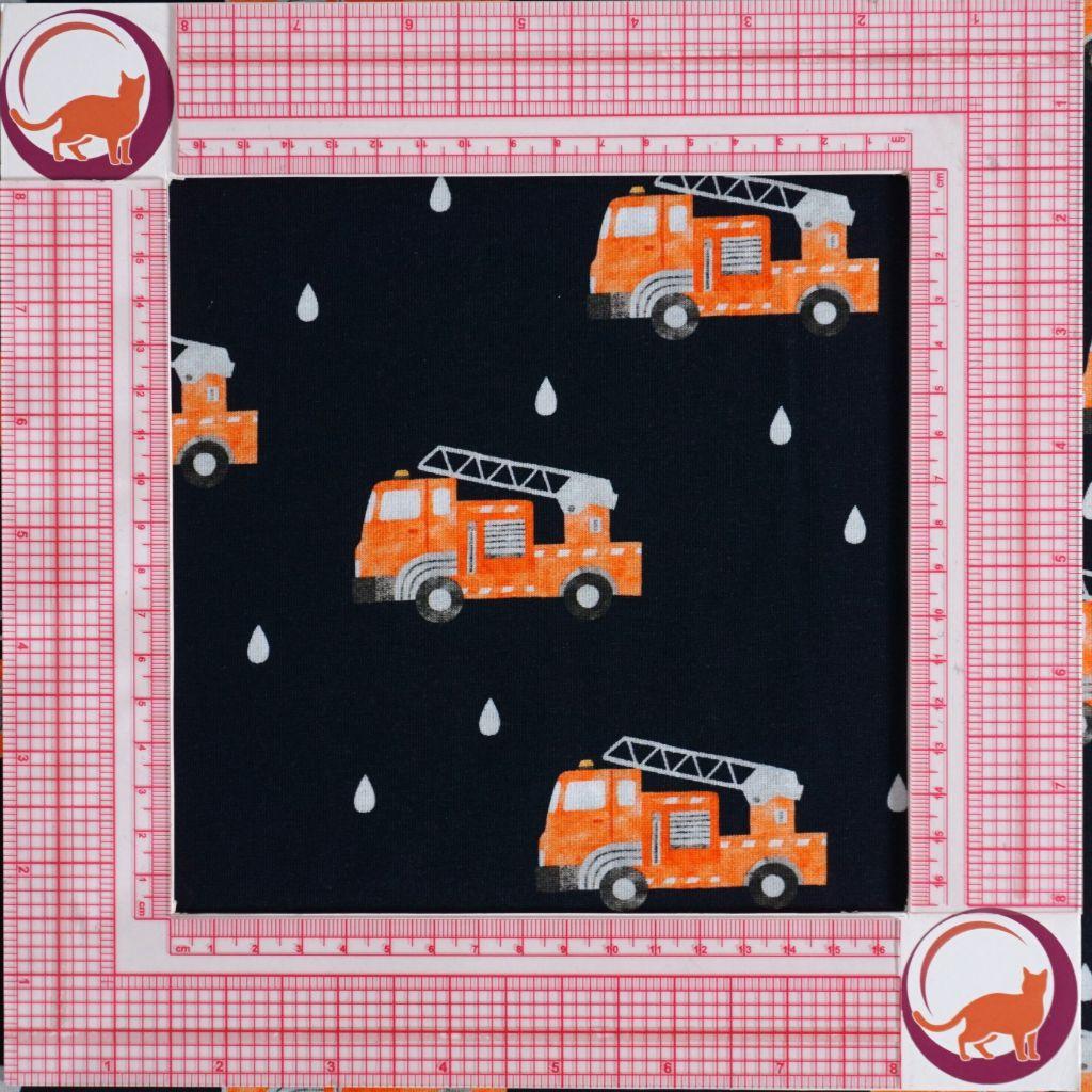 Baumwolljersey Feuerwehrautos dunkelblau